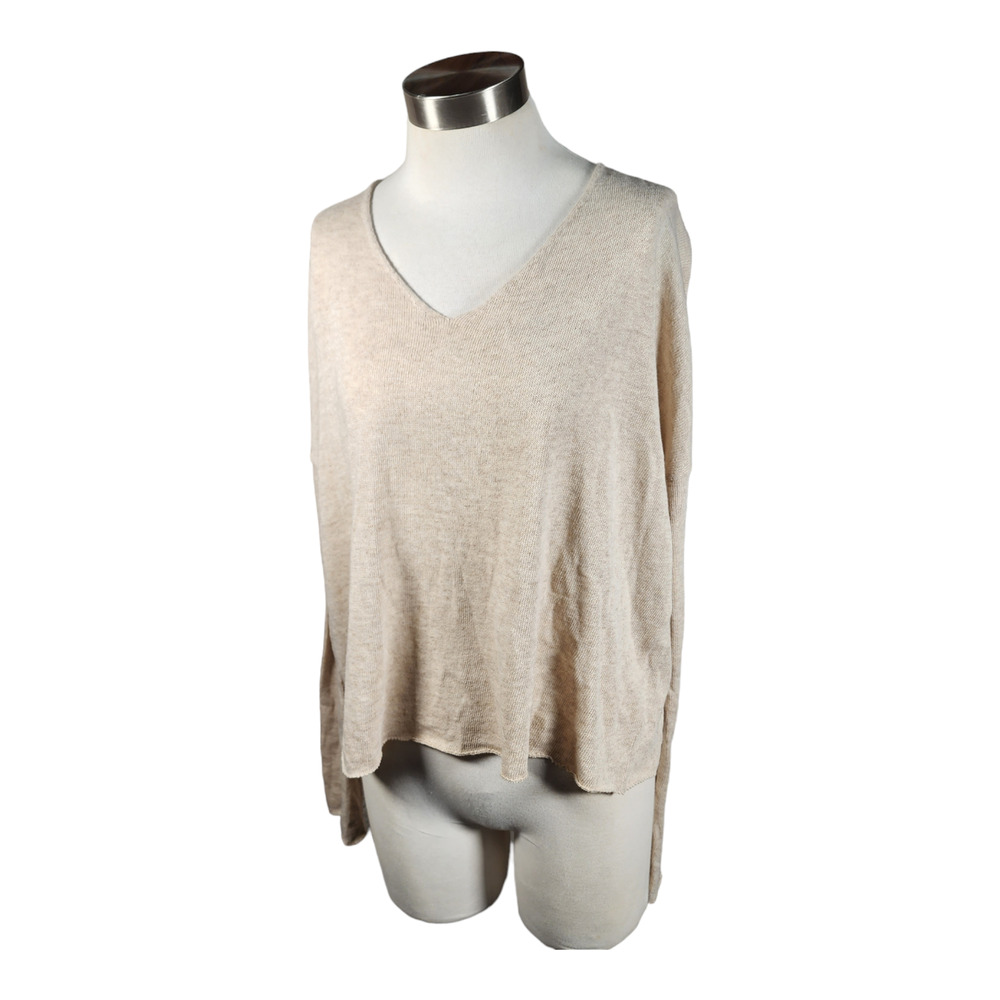 Lotus Eaters Beige Batwing Sweater NEW Sz S Oversized Long Sleeve Cotton/Draion